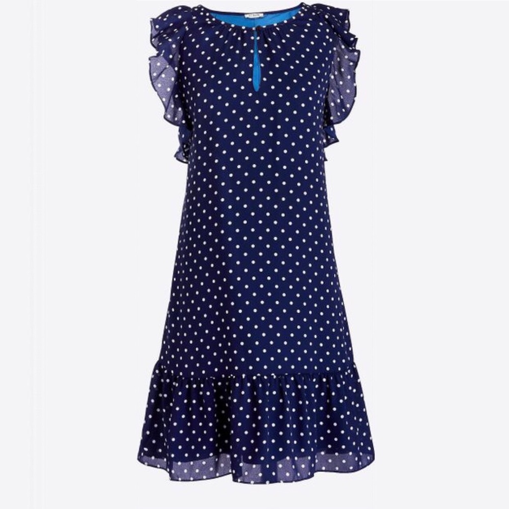 J. Crew Factory Blue and White Ruffled Sundress